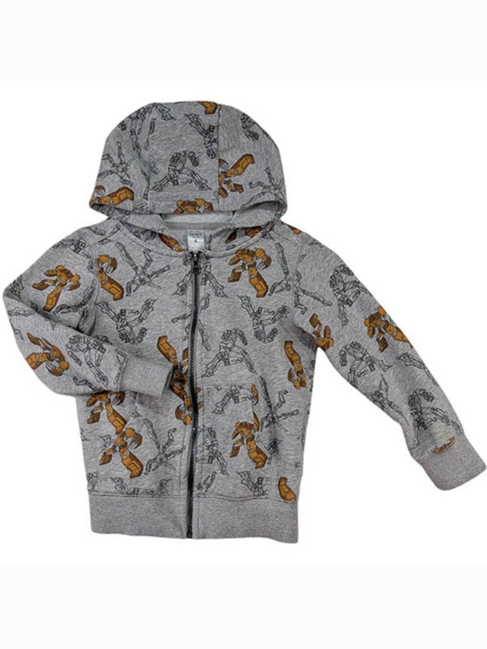 Carter's Kid Sz 6 Full Zip Hoodie Transformers AOP Gray Robotcore Geek Chic Nerd